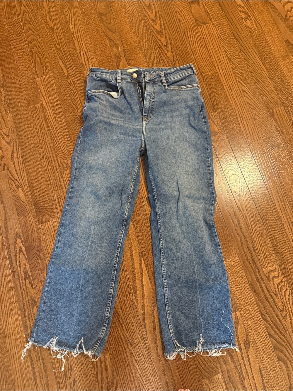 Pilcro Women's Light Blue Wide-Leg Raw-Hem Jeans